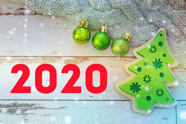 2020 Fundo Ano Novo Números 2020 Decoração Natal Fundo Natal — Fotografia de Stock