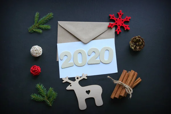 2020 Ano Novo, fundo de Natal. Figuras em letra em branco, espaço de cópia . — Fotografia de Stock