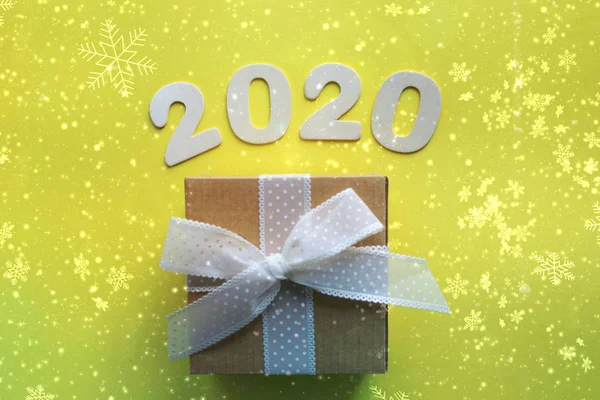 2020 Fundo Natal Composição Natal Caixa Presente Com Fita Fundo — Fotografia de Stock