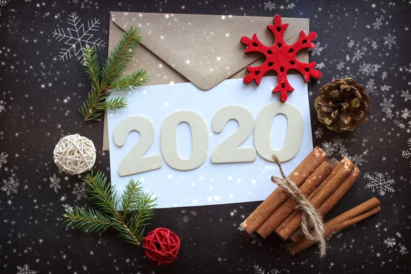 2020 Ano Novo Composição Natal Números 2020 Conceito Cumprimentos Ano — Fotografia de Stock