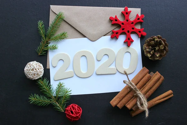 2020 Ano Novo Composição Natal Números 2020 Conceito Cumprimentos Ano — Fotografia de Stock