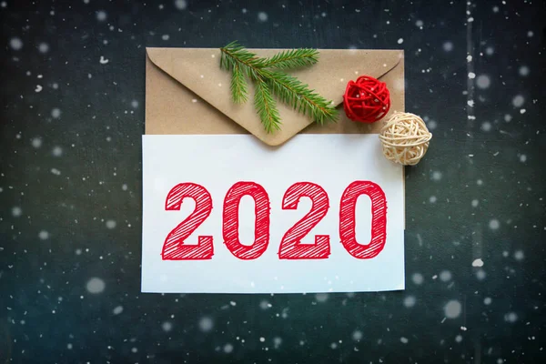 2020 Ano Novo Composição Natal Números 2020 Conceito Cumprimentos Ano — Fotografia de Stock