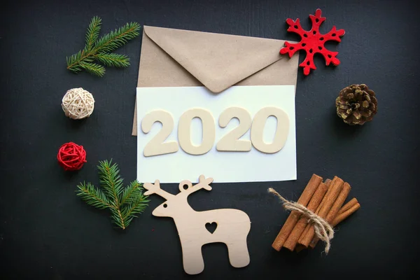 2020 Ano Novo Composição Natal Números 2020 Conceito Cumprimentos Ano — Fotografia de Stock