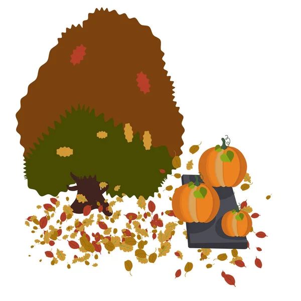 Giant Pumpkins Autumn Tree — Stock Vector