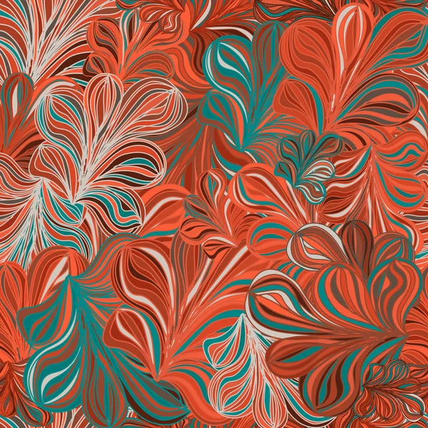 Abstrato ondulado doodle design padrão sem costura em cores de outono . — Vetor de Stock