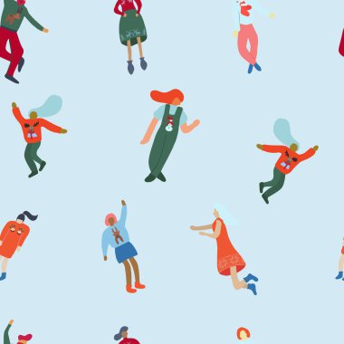 Noel Kazaklar içinde giyinmiş ekibi ile Seamless modeli.