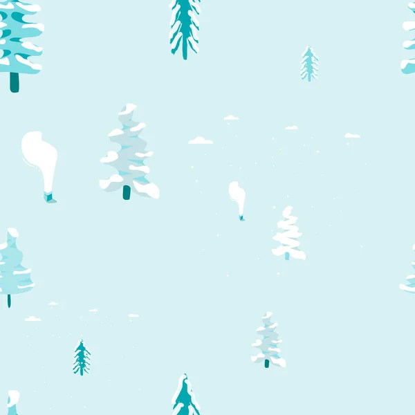 无缝的图案与雪的圣诞树. — 图库矢量图片