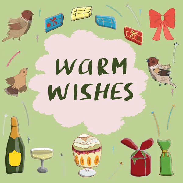 Sıcak dilek kartı şablonu kuşlar ile. 