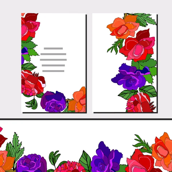 Цветочный набор шаблонов для Вашего дизайна, поздравительные открытки, праздничные — стоковый вектор