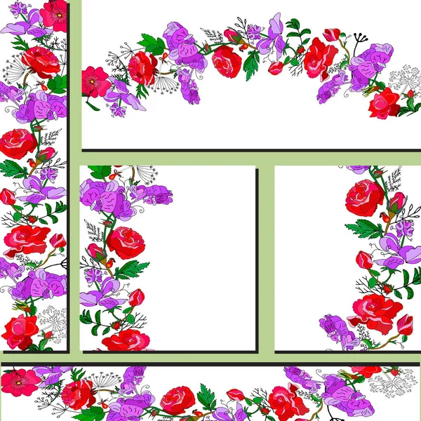 Conjunto floral de plantillas para su diseño, tarjetas de felicitación, festivo — Vector de stock
