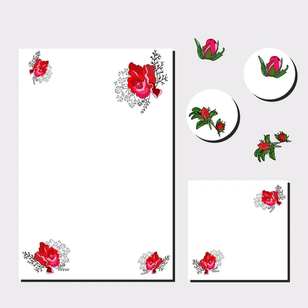 Цветочные шаблоны с красивыми красными розами . — стоковый вектор