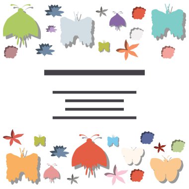 Kelebekler düz el çizilen çerçeve kenarlık. 