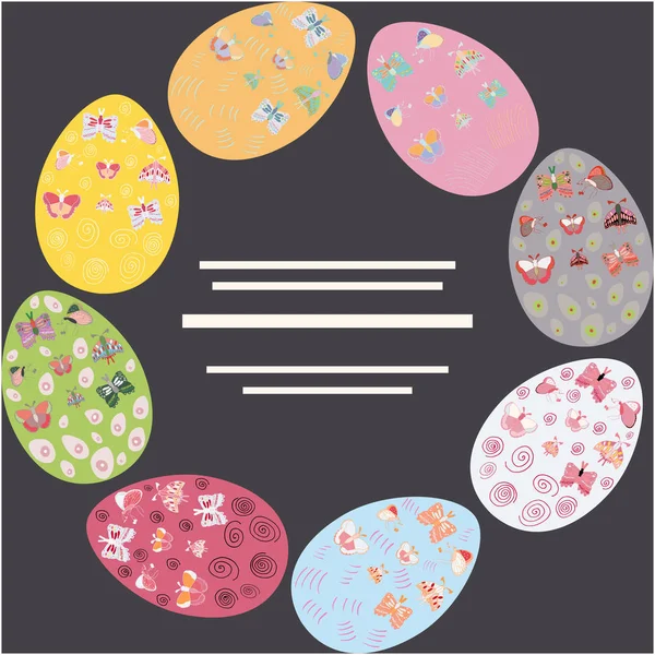 Huevos de Pascua marco plano dibujado a mano . — Vector de stock