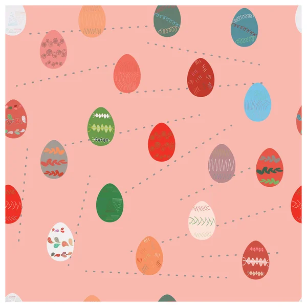 Huevo de Pascua patrón sin costura sobre fondo rosa . — Vector de stock