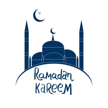 Sultanahmet Camii ile el yazısı ramazan Kareem.