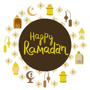 Mutlu ramazan tebrik Arapça daire desen.