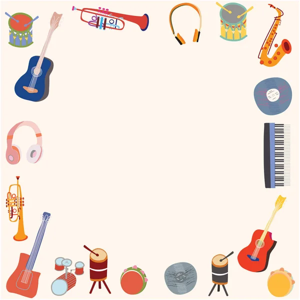 Instrumentos musicales frontera — Vector de stock