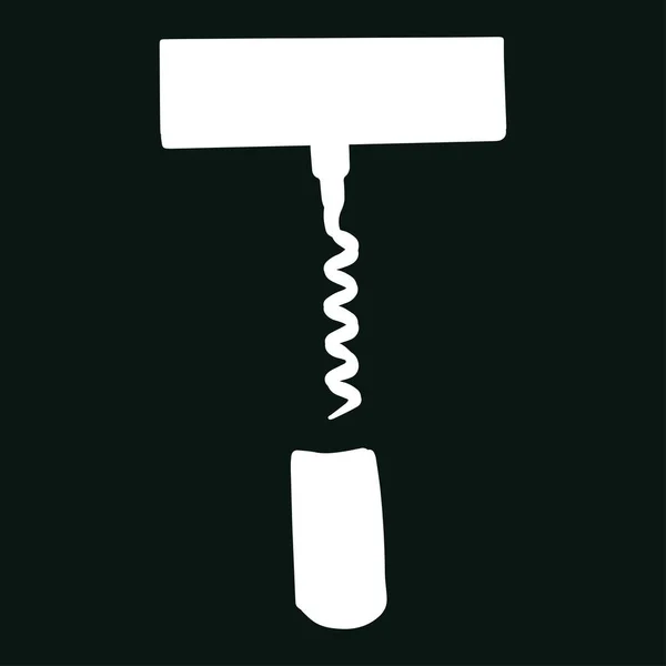 White corkscrew silhouette on black background — ストックベクタ