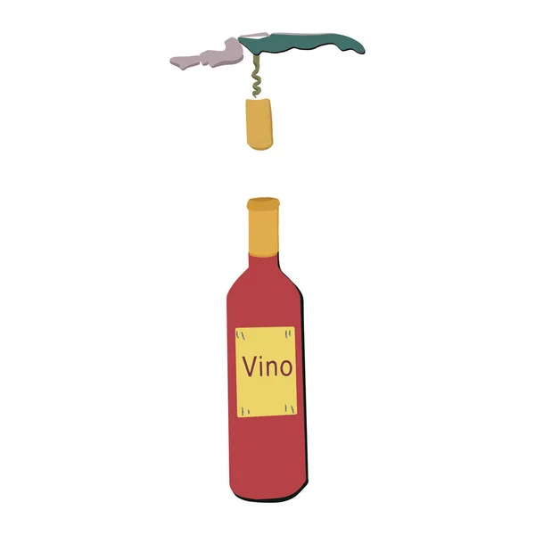 Ouverture bouteille de vin illustration — Image vectorielle