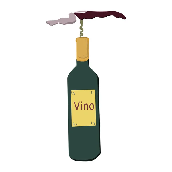 Bouteille de vin et tire-bouchon illustration — Image vectorielle