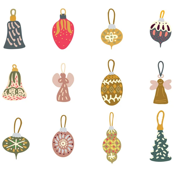 Conjunto de bolas de decoração de árvore de Natal —  Vetores de Stock