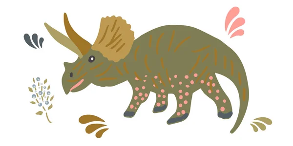 Cute Pachyrhinosaurus dinosaur illustration — Stock Vector