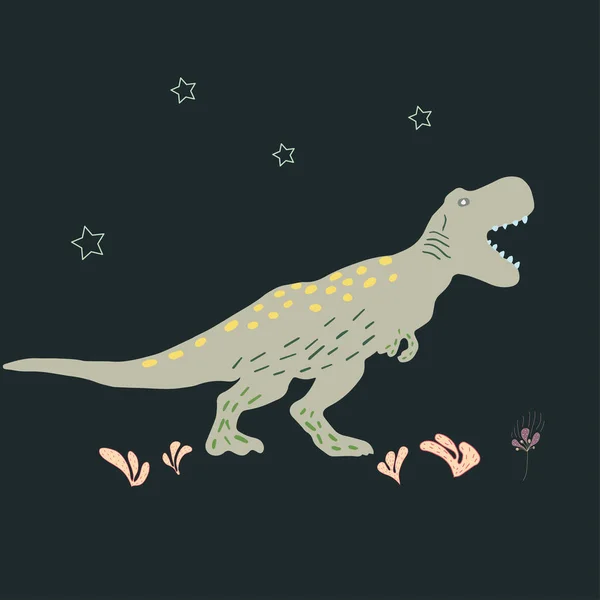 Tyrannosaurus sobre fondo negro — Vector de stock