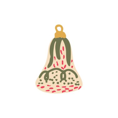 Yeşil ve mercan dekor ile sevimli el çizilmiş bej çan