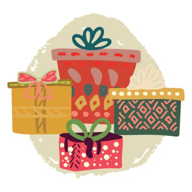 Dokulu arka planda hediye seti.