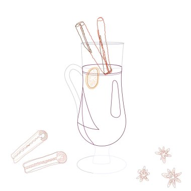 Mulled şarap ile yüksek cam Siluet