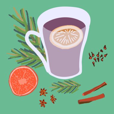 Mulled şarap, baharat ve çam ile Cam
