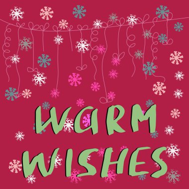 Kar taneleri dekor ve festival sezonu için sıcak dilek notu