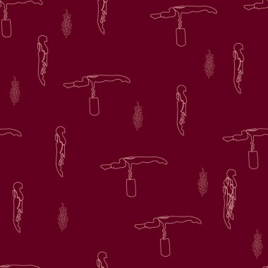 Kahverengi arka plan dikişsiz desen üzerinde Corkscrews pembe siluet