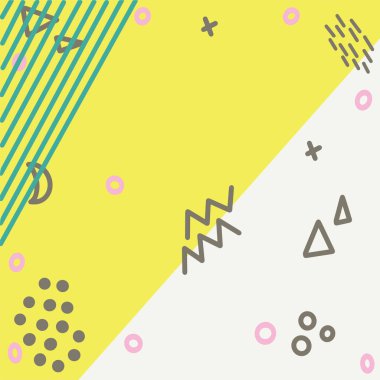 Sarı arka planda kahverengi ve yeşil şekiller