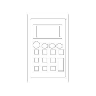 Beyaz üzerinde yalıtılmış anahat stilinde hesap makinesi simgesi