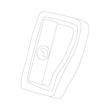 Beyaz arka planda yalıtılmış anahat stilinde basit kalem tıraş ıcı simgesi.