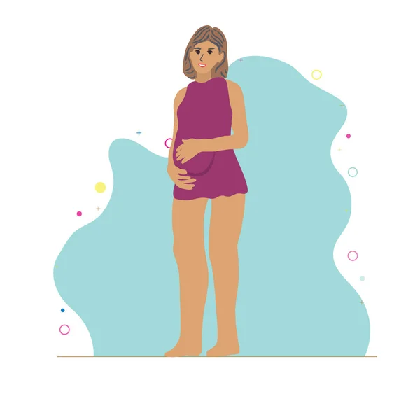 Kobieta w ciąży w apartamencie pływacki. Koncepcja zdrowego stylu życia — Wektor stockowy