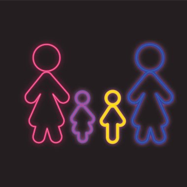 İki çocuklu Neon aile simgesi