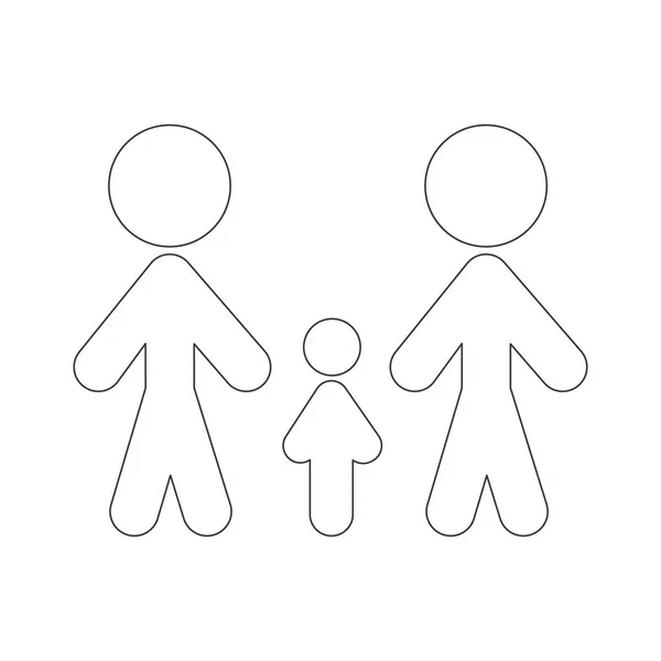 Icono de línea negra familia LGBT con bebé — Vector de stock