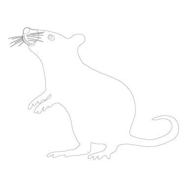 Beyaz arka plan üzerinde meraklı ayakta sıçan Siyah anahat simgesi.