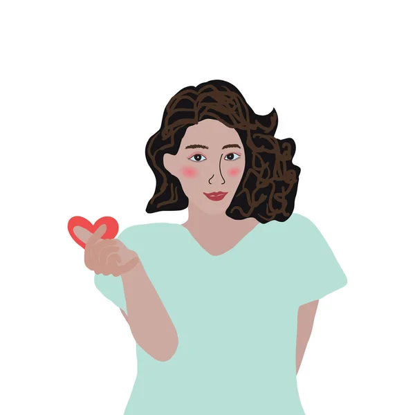 Asian Dziewczyna z ręką pokazując Koreański znak serca. — Wektor stockowy