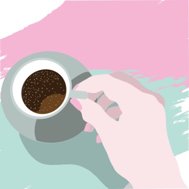 Kadın el espresso fincan tutan.