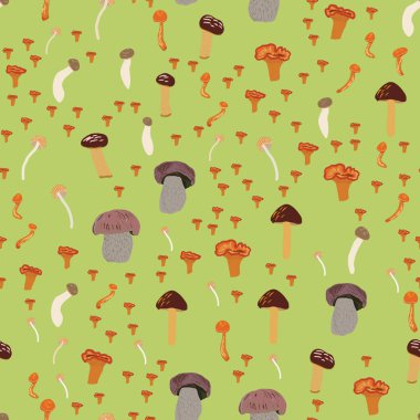 Mix mantar ile dikişsiz renkli desen.