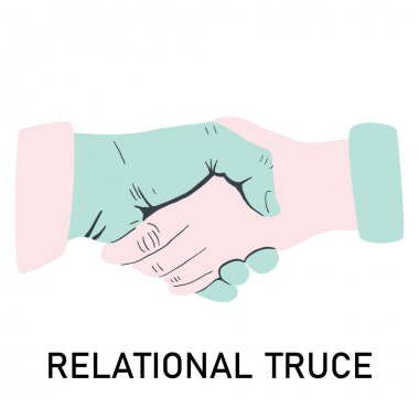 İlişkisel ateşkes için kadın ve erkek el sıkışma.