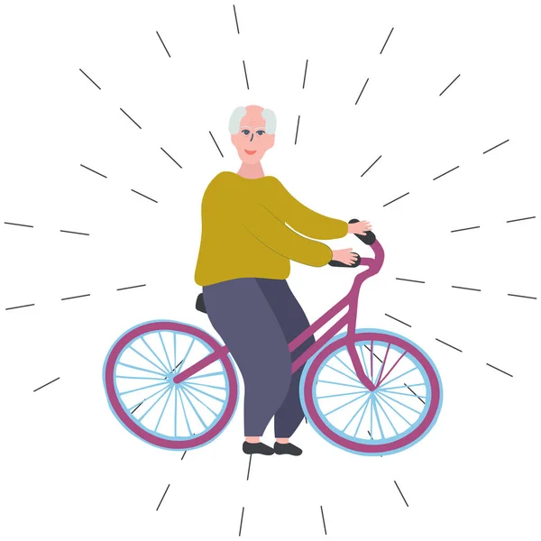 Elderly man on a bike.