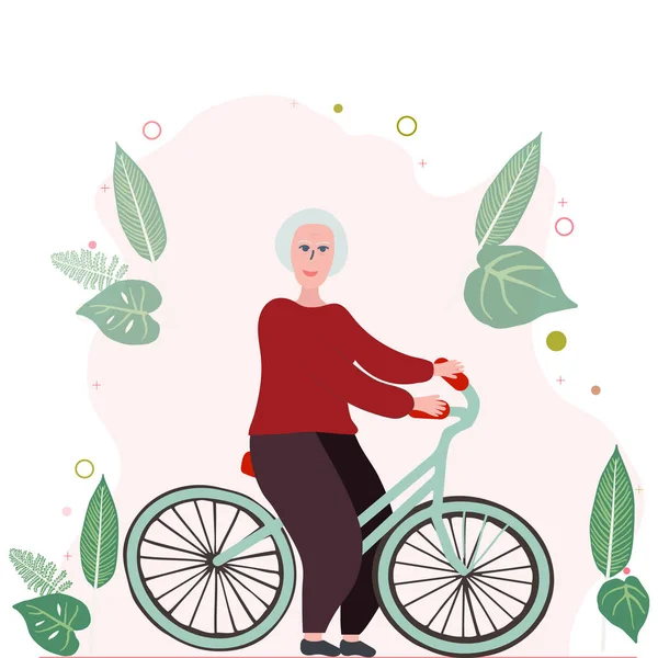Starsza kobieta na rowerze. — Zdjęcie stockowe