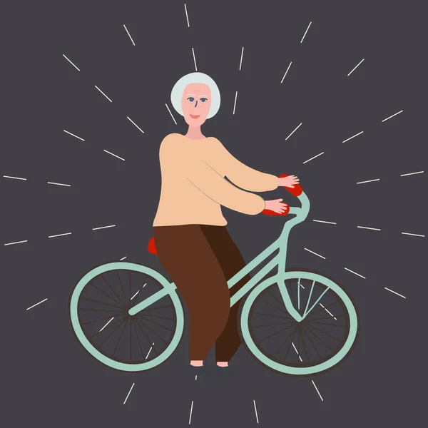 Elderly female on a bicycle. — Stock Photo, Image