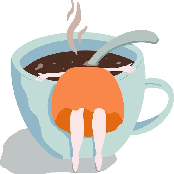 Girl drown in coffee — Stock Photo, Image