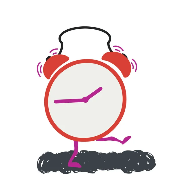 Kreslený znak s budíním hodinami. — Stock fotografie