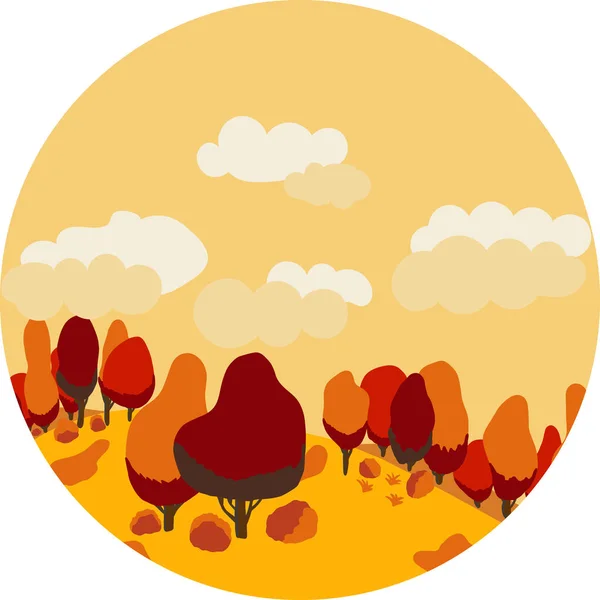 Autumn landscape illustration with trees.